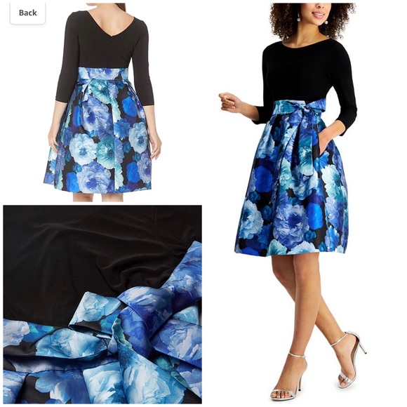 Jessica Howard Floral-Skirt Fit & Flare Dress - Picture 1 of 7